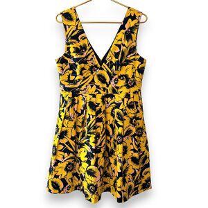 J. Crew Yellow Floral Pique Midi Dress